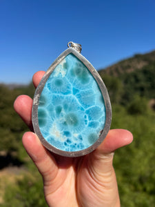 Larimar Sterling Silver XXXL AAA Pendant