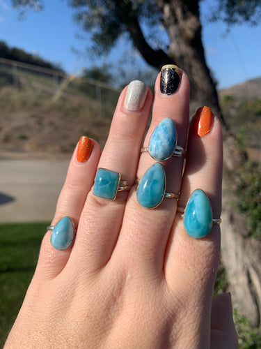 Larimar Sterling Silver Adjustable Rings *Variety