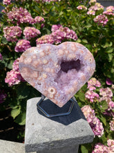 Load image into Gallery viewer, Pink Amethyst Druzy Heart on Stand