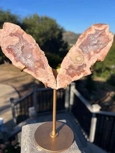 Pink Amethyst Butterfly Wings On Stand