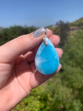 Load image into Gallery viewer, Larimar Dark Rounded Teardrop Sterling Silver Pendant