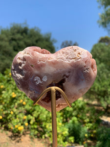 Pink Amethyst Druzy Heart on Stand