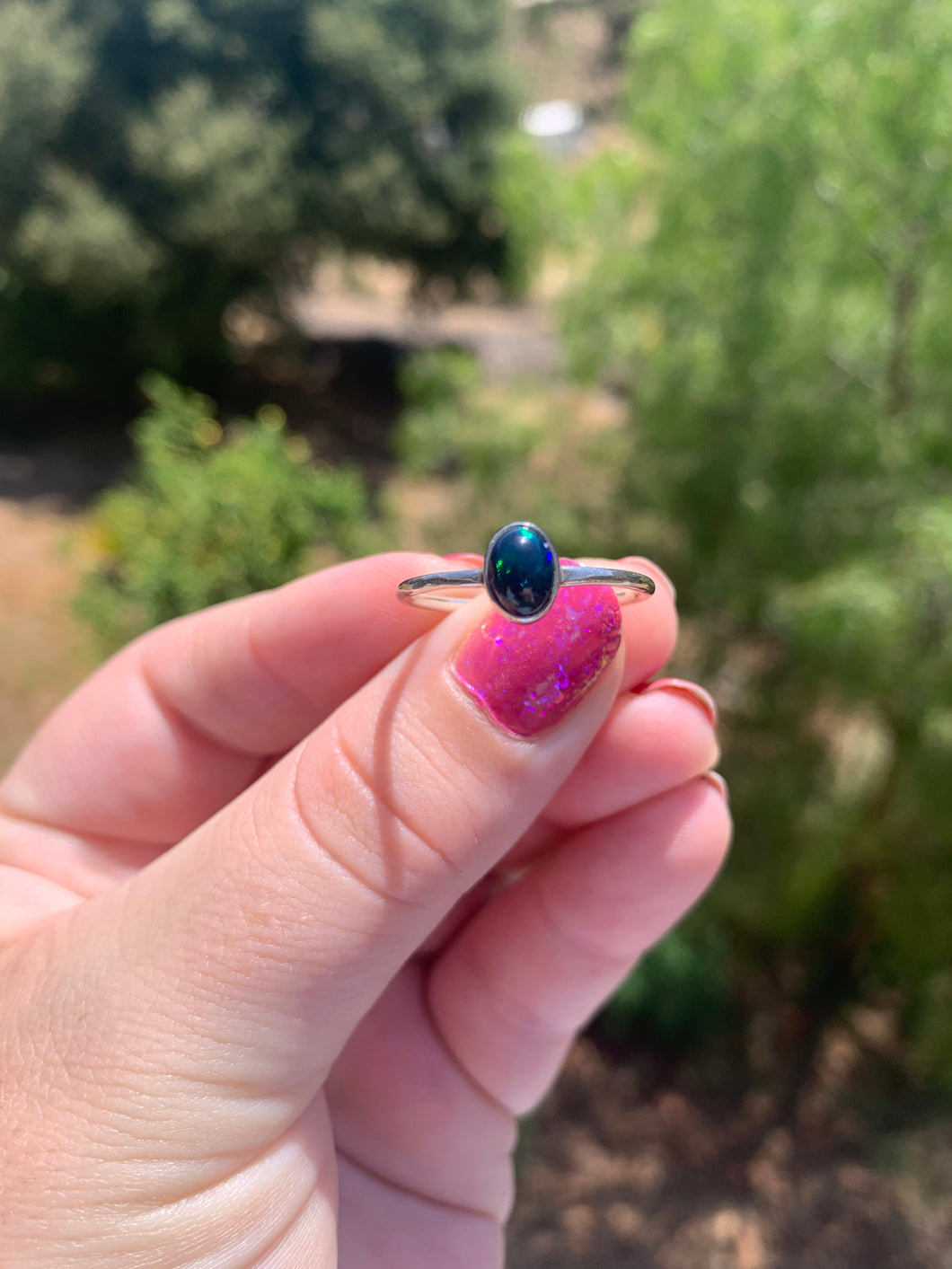 Dark Opal Ring Variety Sterling Silver