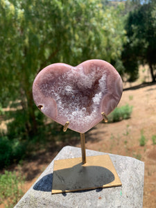 Lavender Pink Amethyst Druzy Heart on Stand