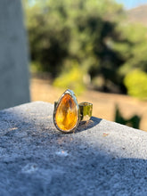 Load image into Gallery viewer, Honey Citrine Gold Electroformed Ring 6+