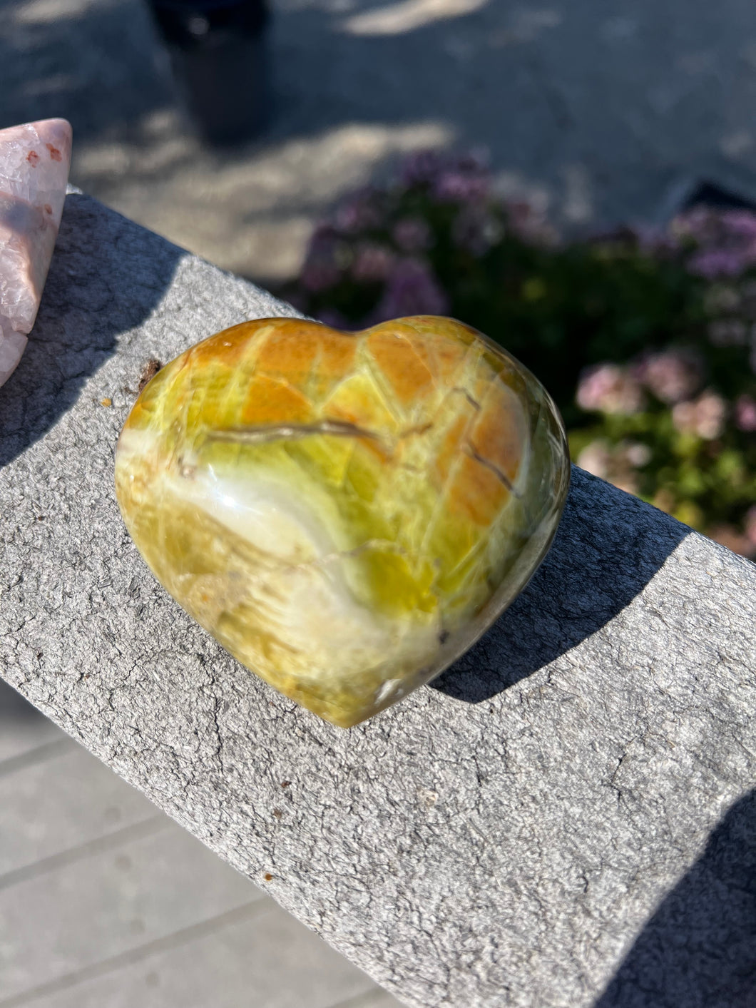 Green Opal Puffy Heart