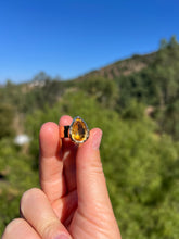 Load image into Gallery viewer, Honey Citrine Faceted 24kt Gold Overlay Adjustable Ring 6+