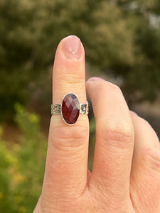 Garnet Faceted Star Ring Size 5.5