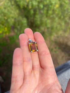 Citrine Square Sterling Silver Pendant