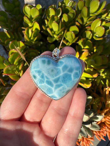 Larimar sterling silver Heart Pendant*