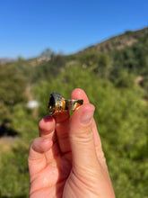 Load image into Gallery viewer, Honey Citrine Faceted 24kt Gold Overlay Adjustable Ring 6+