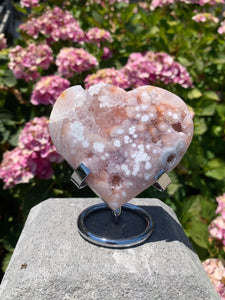 Pink Amethyst Druzy Heart on Stand