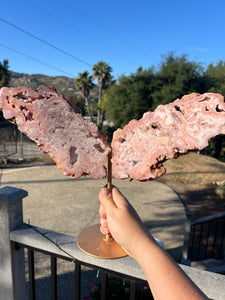 Botryoidal Pink Amethyst Butterfly On Stand