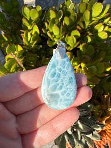 Larimar sterling silver teardrop Pendant*