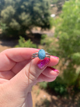 Load image into Gallery viewer, Larimar and Amber Double Sided Ring Size 10