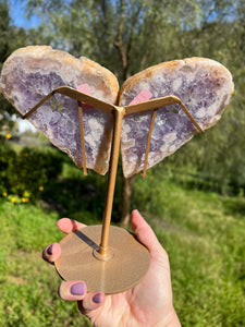 Purple Pink Amethyst Wings On Stand