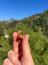 Load image into Gallery viewer, Honey Citrine Faceted 24kt Gold Overlay Adjustable Ring 6+