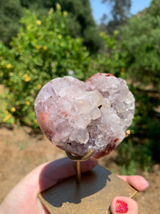 Pink Amethyst Druzy Heart on Stand