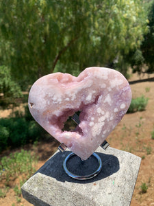 Lavender Pink Amethyst Druzy Heart on Stand