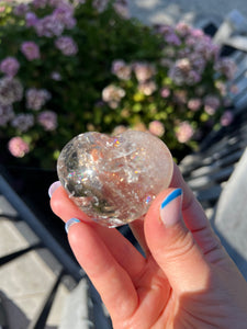 Smokey Citrine Flat Back w Rainbow Heart