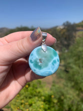 Load image into Gallery viewer, Larimar Circle Rounded Sterling Silver Pendant