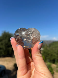 Smokey Citrine Flat Back w Rainbow Heart