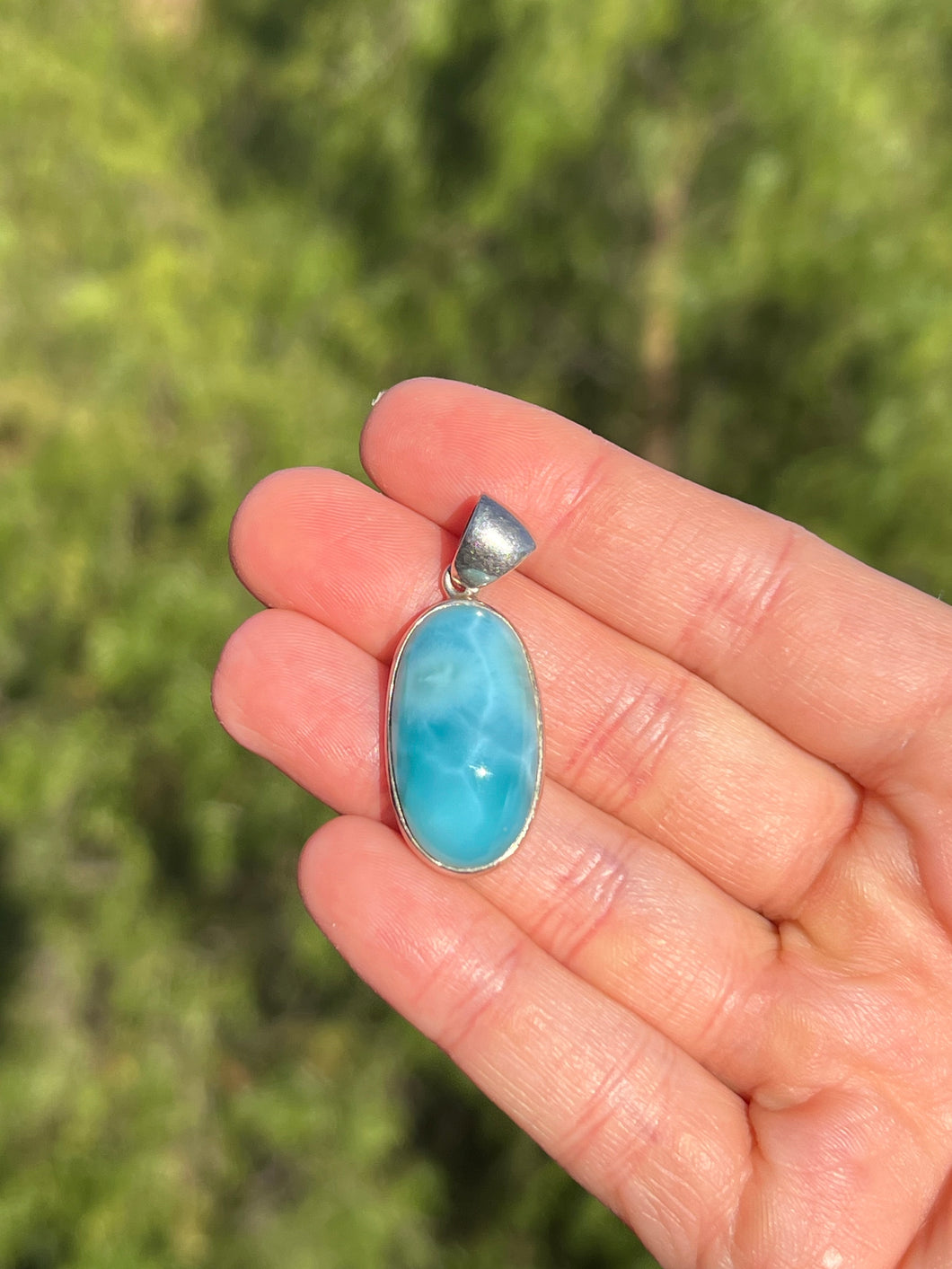 Larimar Oval Dark Pendant