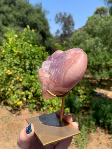 Lavender Pink Amethyst Druzy Heart on Stand