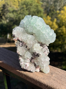 Green Apophyllite Cluster with Peach Stilbite ￼