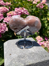 Load image into Gallery viewer, Pink Amethyst Druzy Heart on Stand