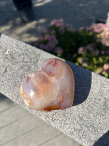 Carnelian And Blue Flower Agate Puffy Heart