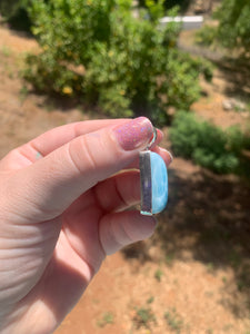 Larimar Sterling Silver Rectangle Pendant Grade AAA