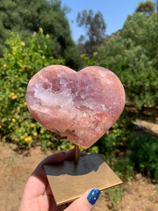 Lavender Pink Amethyst Druzy Heart on Stand