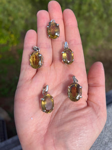 1 Citrine Oval Sterling Silver Pendant