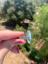 Load image into Gallery viewer, Larimar and Conch Shell Double Sided Sterling Silver Ring Size 7.75