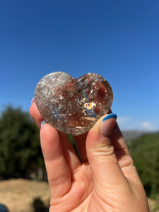 Smokey Citrine Flat Back w Rainbow Heart