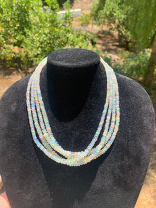 Ethiopian Opal Faceted Necklaces 18” Sterling Silver