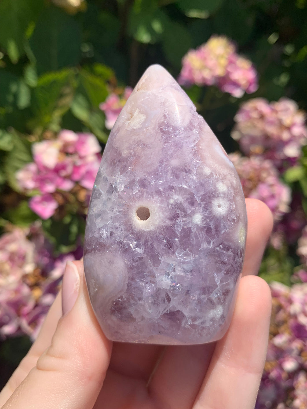 Pink Amethyst Druzy Flame