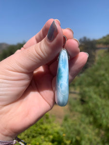 Larimar Rounded Teardrop Sterling Silver Pendant