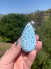 Load image into Gallery viewer, Larimar Rounded Teardrop Sterling Silver Pendant