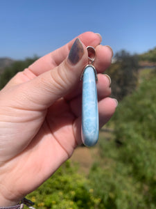 Larimar Rounded Teardrop Sterling Silver Pendant