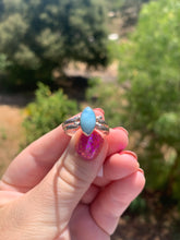 Load image into Gallery viewer, Larimar and Amber Double Sided Ring Size 9.75