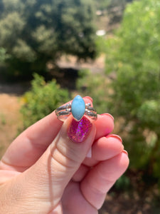 Larimar and Amber Double Sided Ring Size 9.75