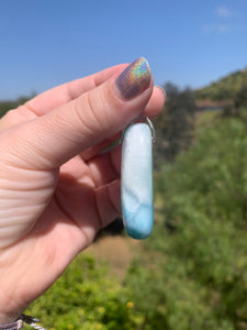 Larimar Rounded Oval Sterling Silver Pendant