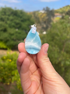 Larimar Teardrop Sterling Silver Pendant