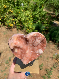 Pink Amethyst Druzy Heart on Stand