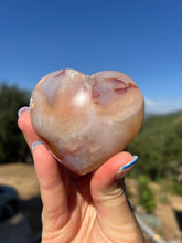 Load image into Gallery viewer, Carnelian And Blue Flower Agate Puffy Heart