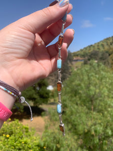 Larimar Reversible W Amber Sterling Silver Bracelet