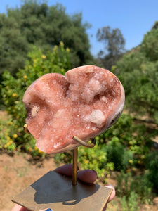 Pink Amethyst Druzy Heart on Stand