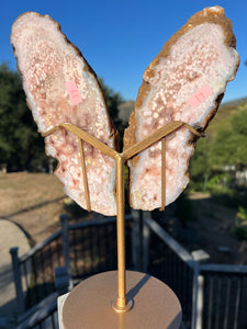 Pink Amethyst Butterfly Wings On Stand